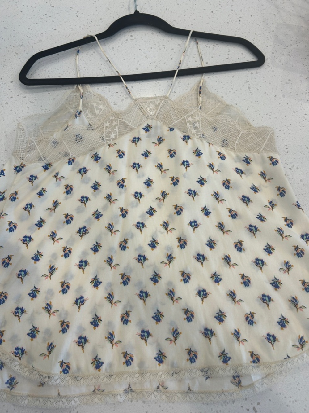 Zadig & Voltaire  Christ Vanilla  Flower/ Lace Trim Camisole Top. - Picture 8 of 8